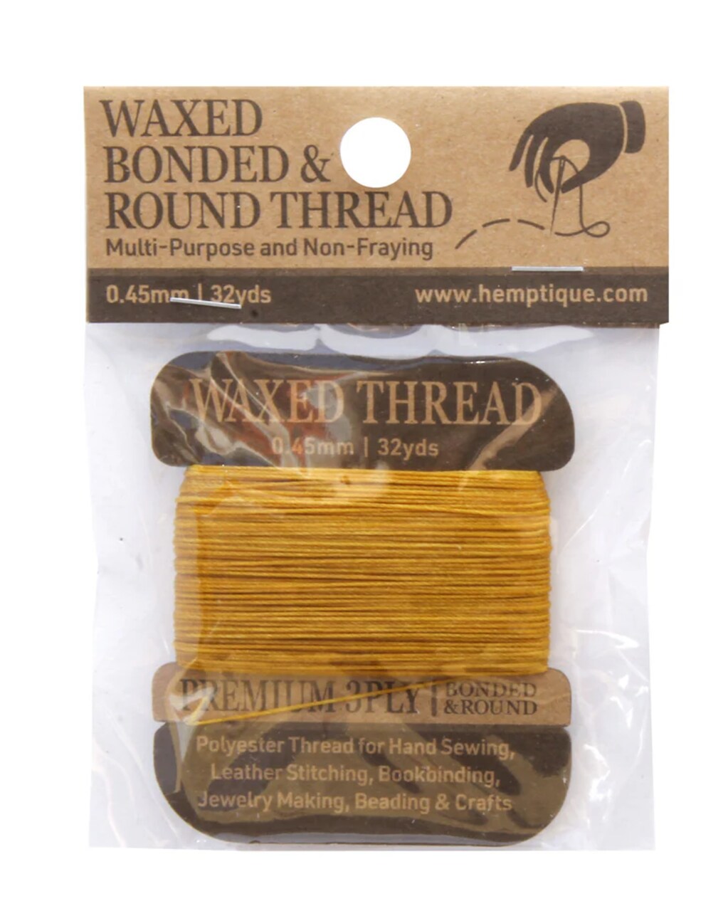 Hemptique Multi-Purpose 0.45mm Waxed Bonded & Round Poly Thread Card